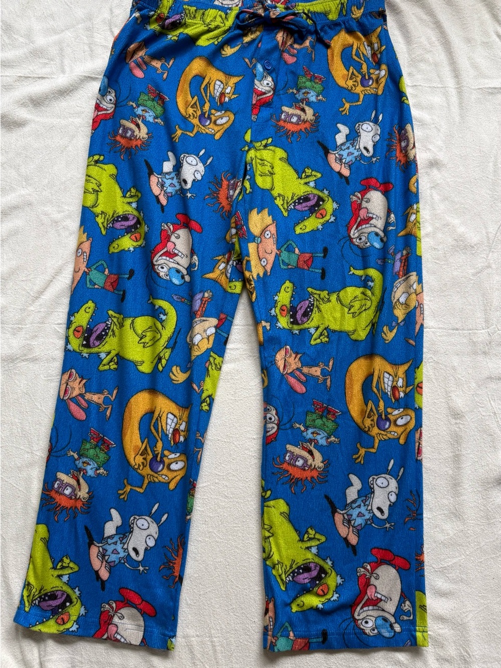 Nickelodeon 90s Cartoons Fleece Pajama Pants Men's L Ren & Stimpy Rocko Rugrats